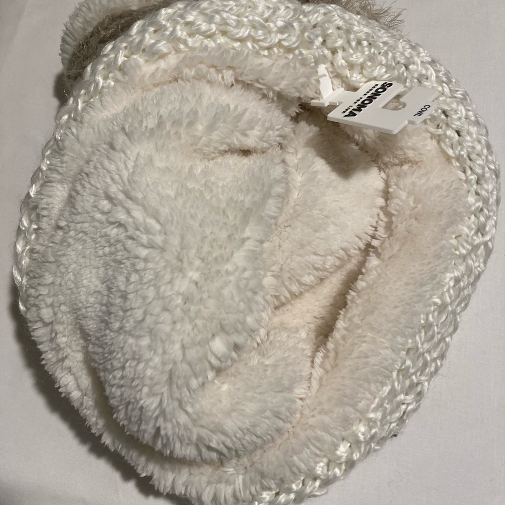 Sonoma Plush White Knit Cowl Neck Warmer